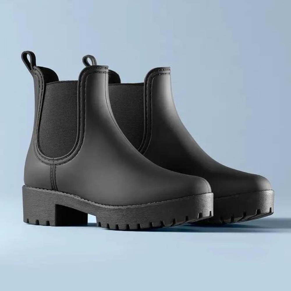Jeffrey Campbell Cloudy Waterproof Chelsea Rain Boot Matte Black